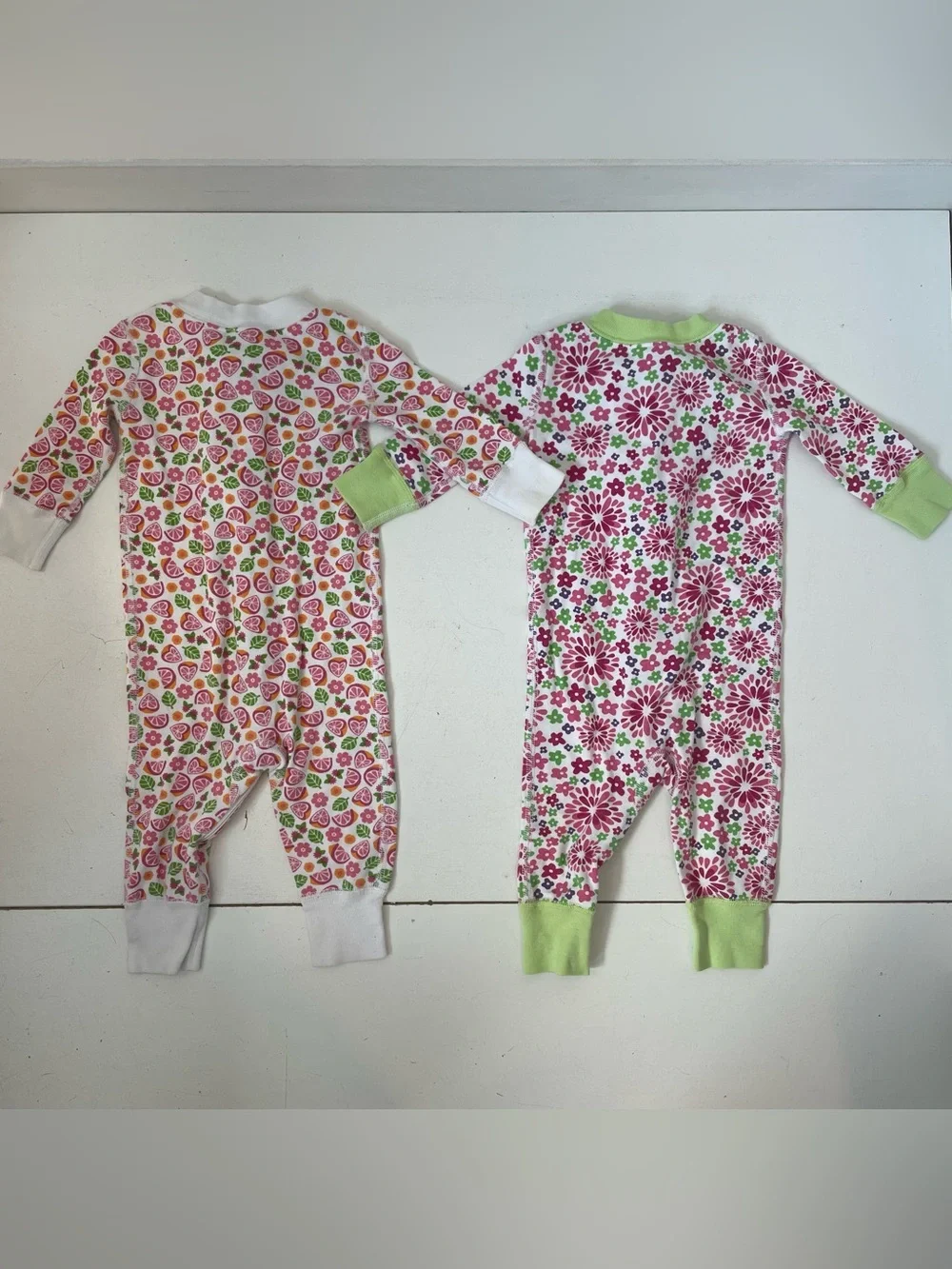 Set of 2 Hanna Andersson Girls 60 cm 6-9 months PJs Sleeper Zippy Floral